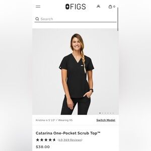 Women’s FIGS Black Scrub Set (LP): Jogger + One Pocket Scrub Top